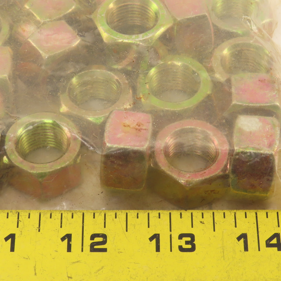 62FNFH8Y 5/8"-18 Grade 8 Fine Thread Yellow Zinc Hex Nuts Lot Of 25
