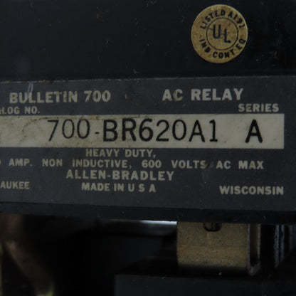 Allen Bradley 700-BR620A1 Contactor Relay 600V 10A 120V Coil
