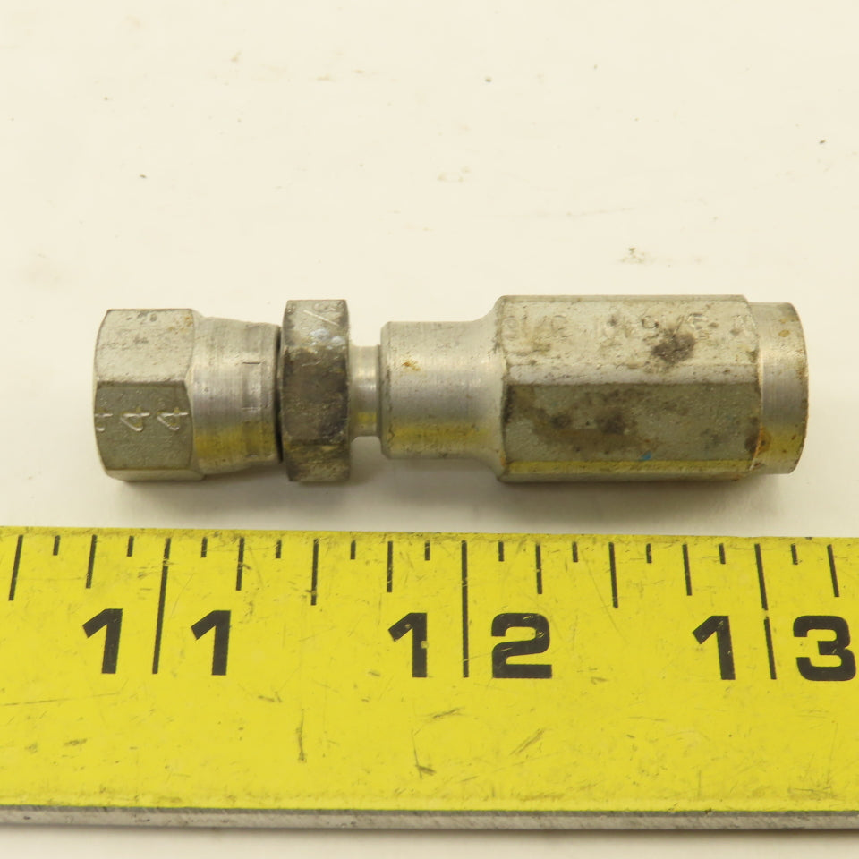 Parker 3/16" ID No Skive Hose x (-4) 7/16-24 Female Swivel Hydraulic Fitting