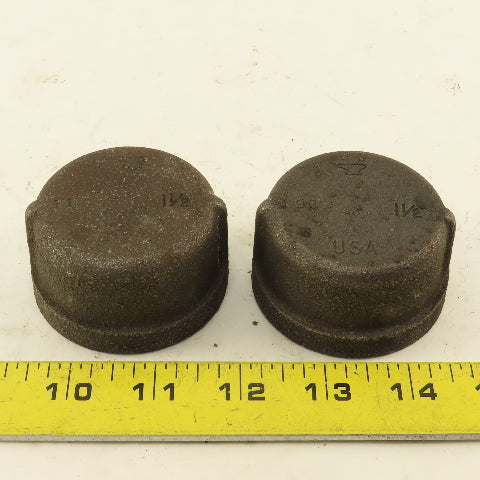 Anvil 1-1/2" Malleable Iron Black Pipe Cap USA Lot Of 2