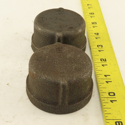 Anvil 1-1/2" Malleable Iron Black Pipe Cap USA Lot Of 2