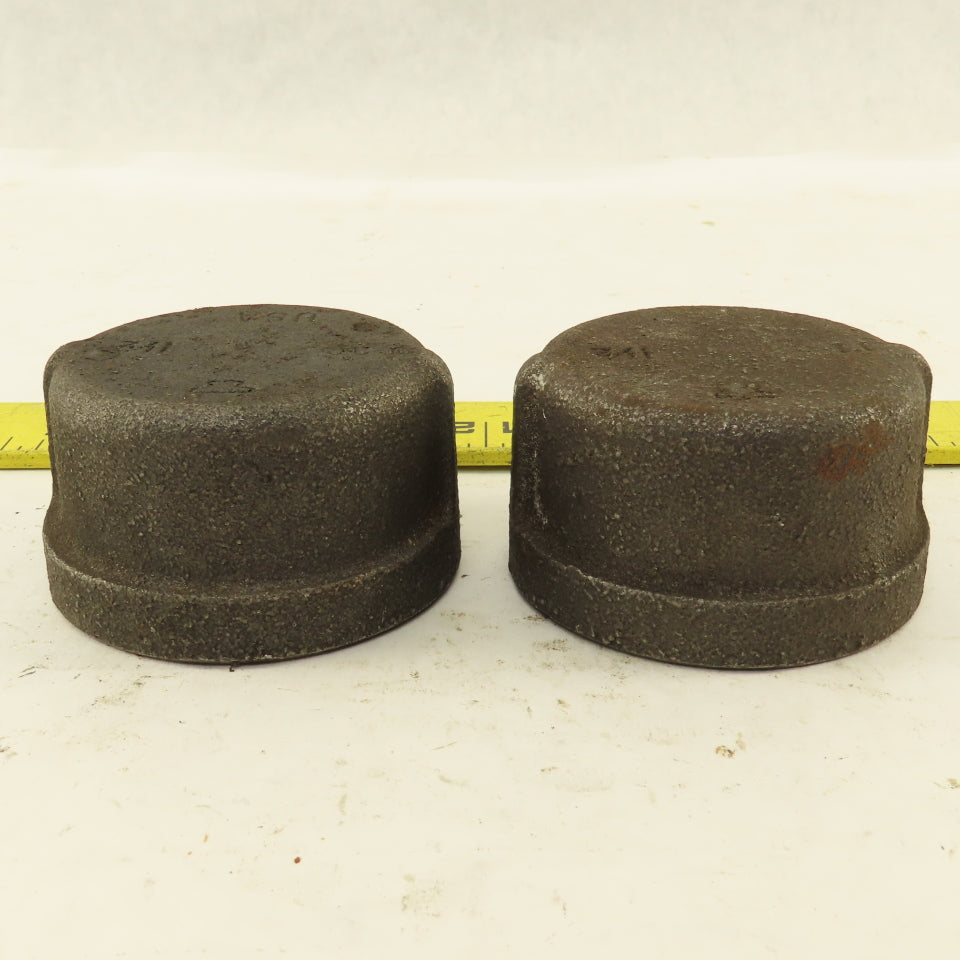 Anvil 1-1/2" Malleable Iron Black Pipe Cap USA Lot Of 2