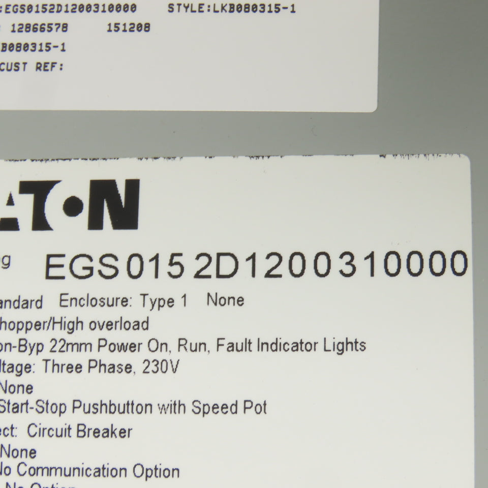 Eaton EGS 0152D1200310000 Enclosed Motor Drive Assembly 5HP 230V 3Ph