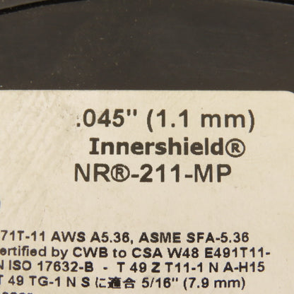 Lincoln Electric NR-211-MP Flux-Cored Welding Wire 10Lb Spool 0.045in Dia.