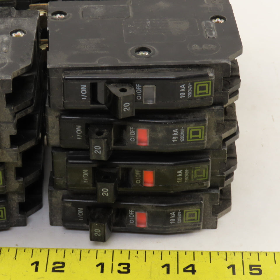 Square D Type QOB 20A Single Pole Circuit Breakers Lot Of 17