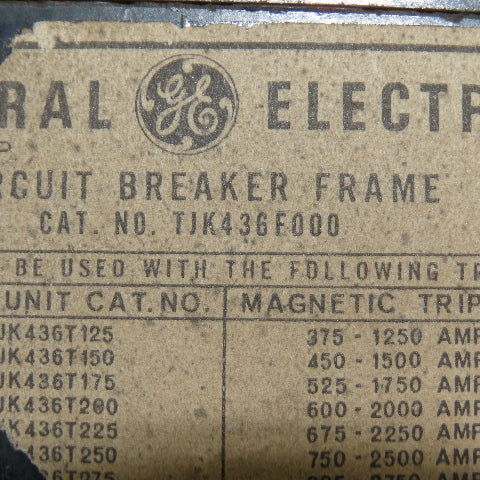 General Electric TJK436F000 400A Molded Case Thermal Magnetic Circuit Breaker