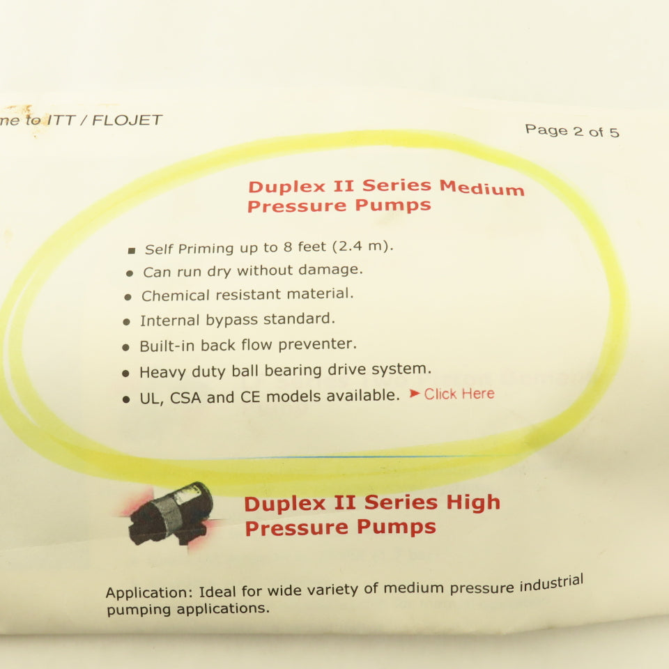 Flojet Duplex II 12VDC Medium Pressure Diaphragm Pump NOS 3/8"f Ports
