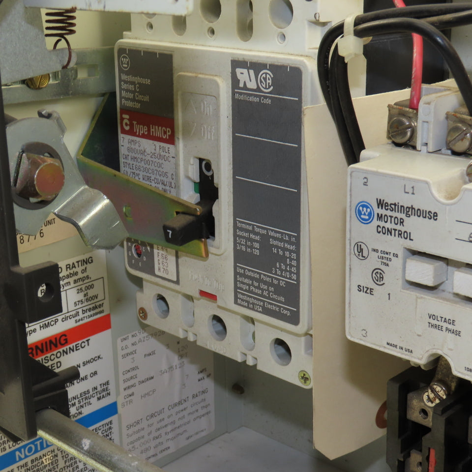 Cutler Hammer 7A 3Hp 480V Starter Motor Control Center MCC No Coil
