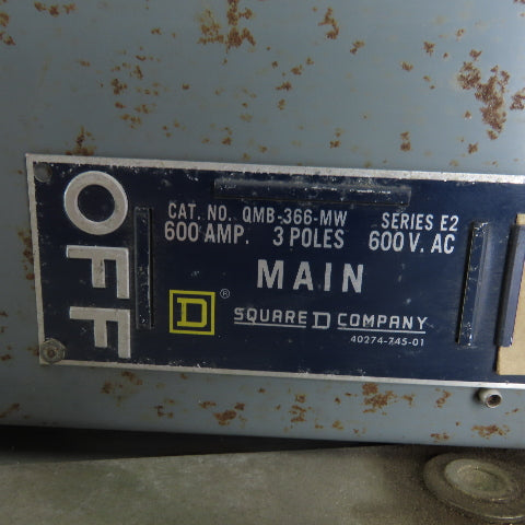 Square D QMB-366-MW 600 Amp 600V 3 Pole Fused Panelboard Disconnect