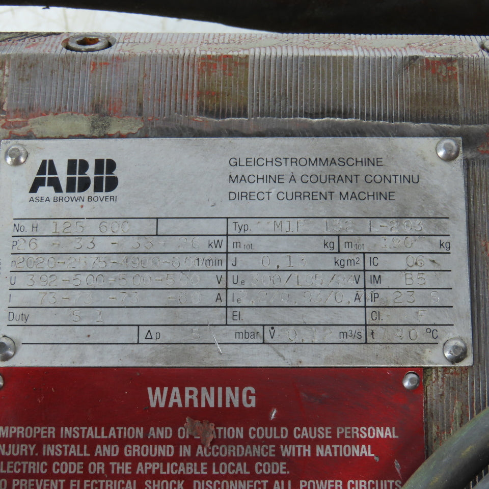 ABB MIF 132 1-203 Dual 26/36kW 395/500V 6000RPM DC Servo Motor Parts\Repair