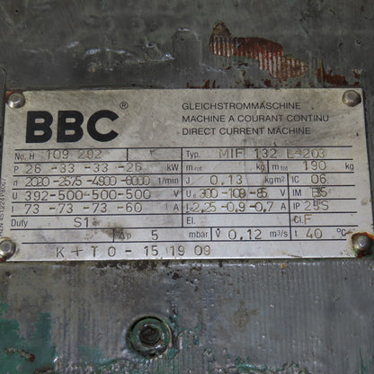 BBC MIF 132 L-203 Dual 26/36kW 395/500V 6000RPM DC Servo Motor