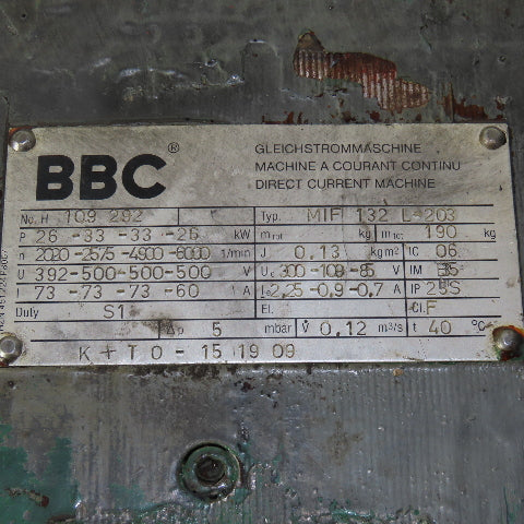 BBC MIF 132 L-203 Dual 26/36kW 395/500V 6000RPM DC Servo Motor