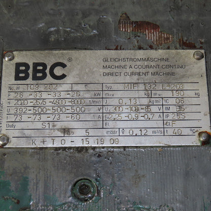 BBC MIF 132 L-203 Dual 26/36kW 395/500V 6000RPM DC Servo Motor