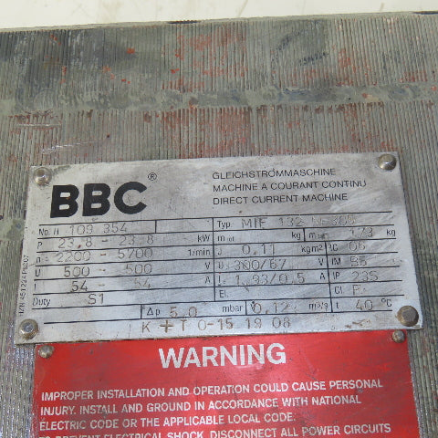 BBC MIF 132 M-305 23.8kW 2200-5700RPM  500VDC Direct Current Servo Motor