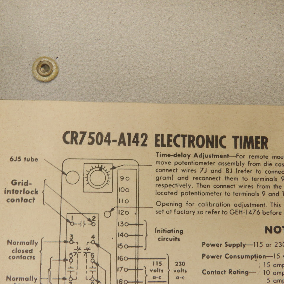 General Electric CR7504-A142G1 Vintage Electric Timer 115/230V Seconds .1-0.2s