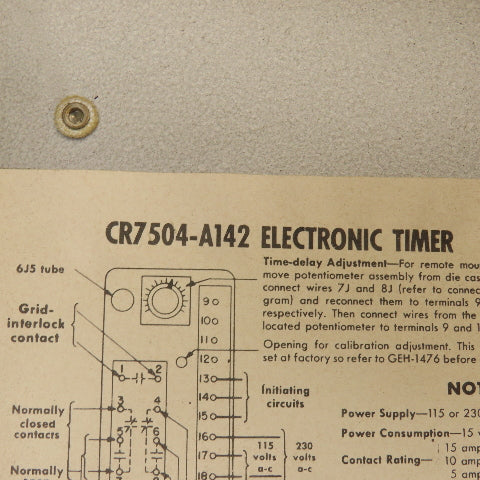General Electric CR7504-A142G1 Vintage Electric Timer 115/230V Seconds .1-0.2s