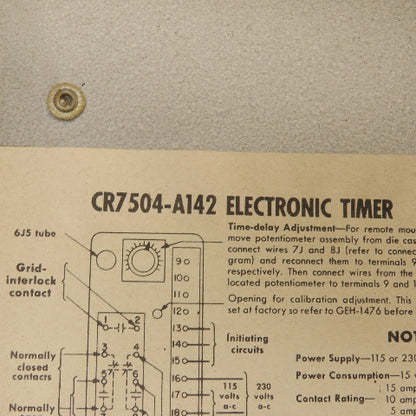 General Electric CR7504-A142G1 Vintage Electric Timer 115/230V Seconds .1-0.2s