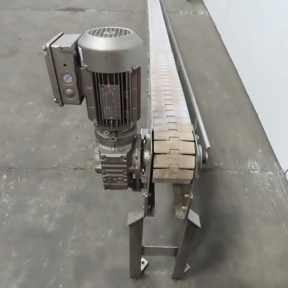 Keeline Stainless Steel Slider Bed Conveyor 4-1/2" Plastic Chain Belt 73" OAL