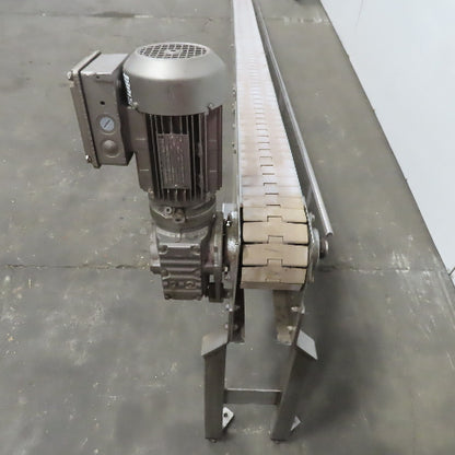 Keeline Stainless Steel Slider Bed Conveyor 4-1/2" Plastic Chain Belt 73" OAL