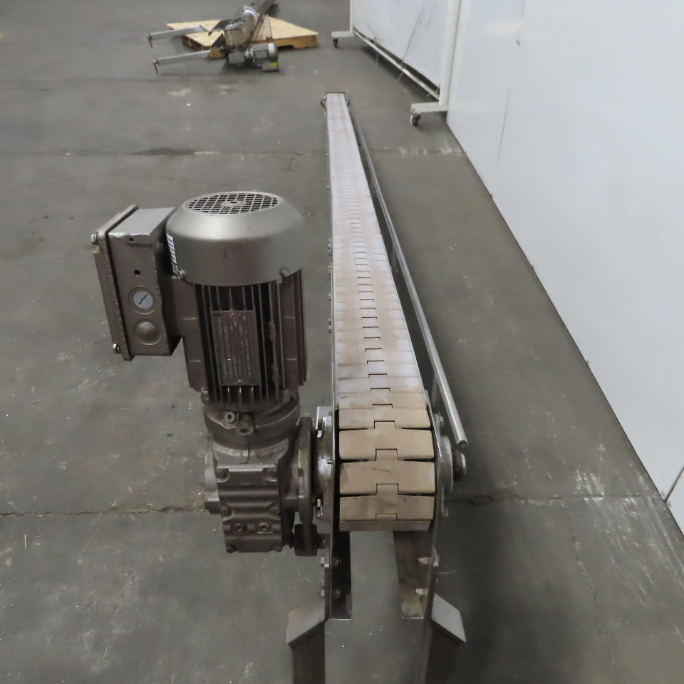Keeline Stainless Steel Slider Bed Conveyor 4-1/2" Plastic Chain Belt 73" OAL