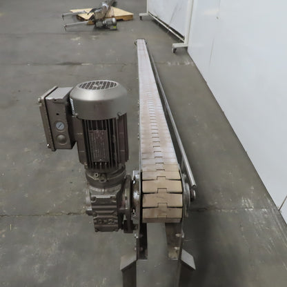 Keeline Stainless Steel Slider Bed Conveyor 4-1/2" Plastic Chain Belt 73" OAL