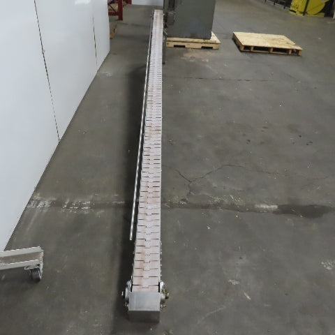 Keeline Stainless Steel Slider Bed Conveyor 4-1/2" Plastic Chain Belt 73" OAL