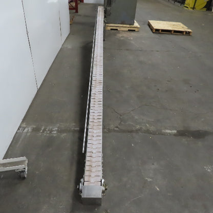 Keeline Stainless Steel Slider Bed Conveyor 4-1/2" Plastic Chain Belt 73" OAL