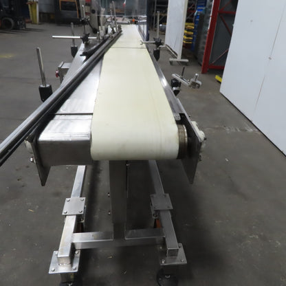 Incline Stainless Wash Down Slider Bed Conveyor 9-1/4" Belt 76"OAL W/Side Sealer
