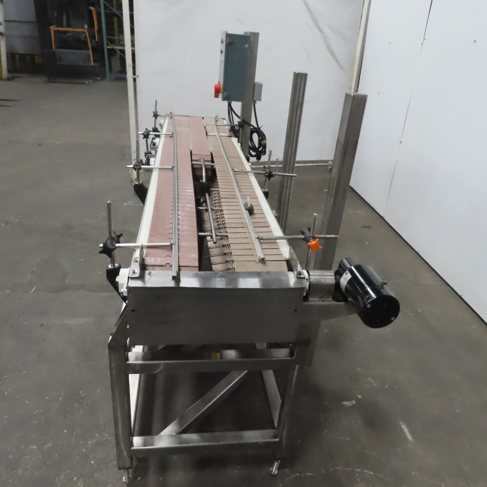 Stainless Washdown Slider Bed Split Conveyor 6" Plastic Chain Belt 97" OAL