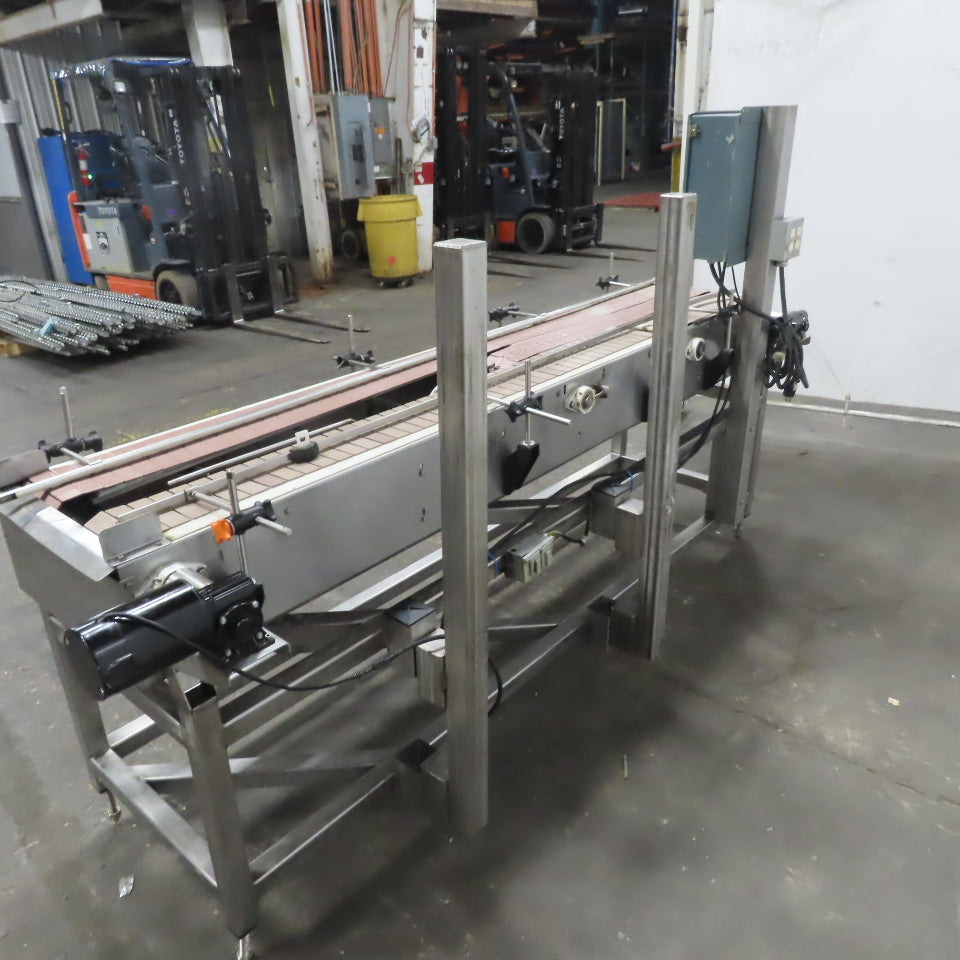 Stainless Washdown Slider Bed Split Conveyor 6" Plastic Chain Belt 97" OAL