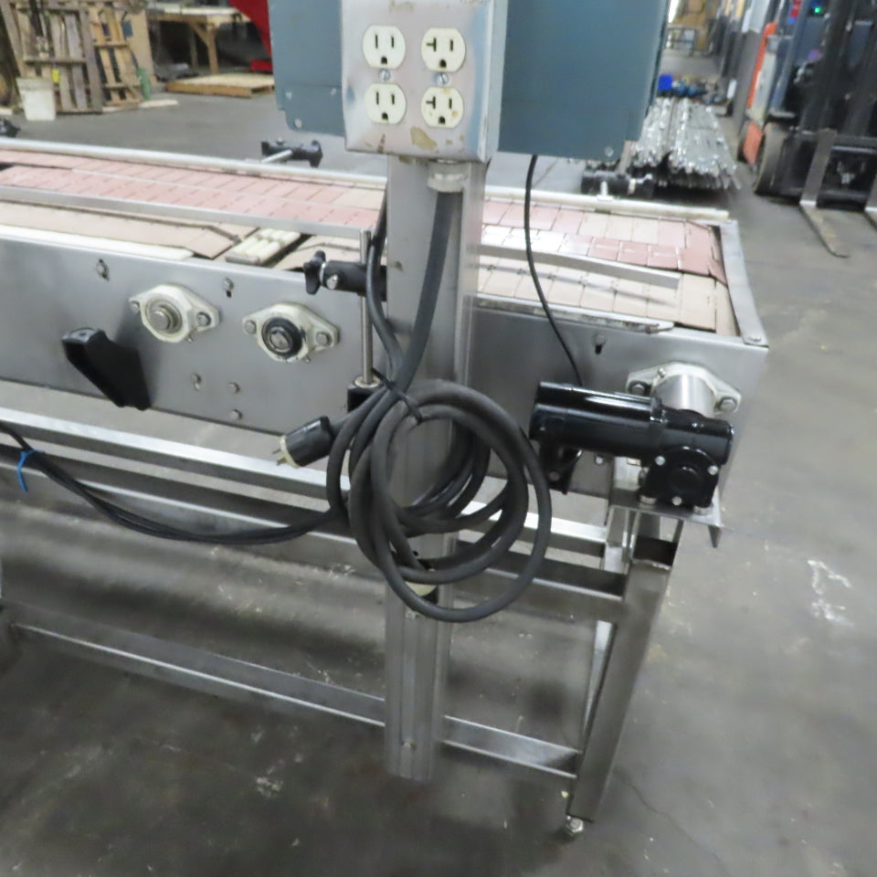 Stainless Washdown Slider Bed Split Conveyor 6" Plastic Chain Belt 97" OAL