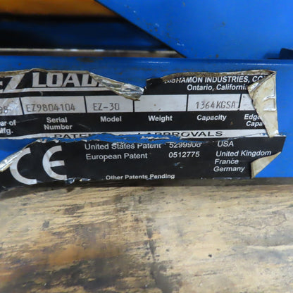 Bishamon EZ LOADER 30 Pneumatic 3000 LB Auto Pallet Positioner 48"x44" Turn Top