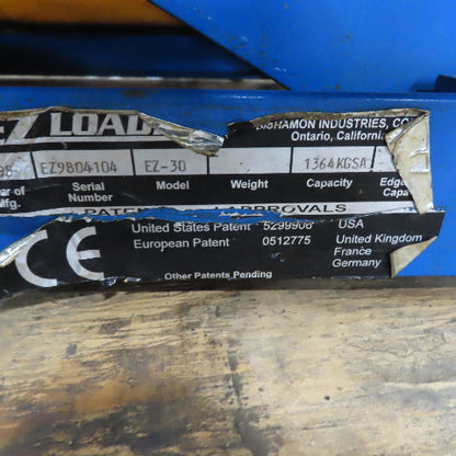 Bishamon EZ LOADER 30 Pneumatic 3000 LB Auto Pallet Positioner 48"x44" Turn Top