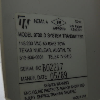 Texas Nuclear Model 9700D Mark II CND Level System Transmitter 115/230V