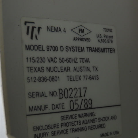 Texas Nuclear Model 9700D Mark II CND Level System Transmitter 115/230V