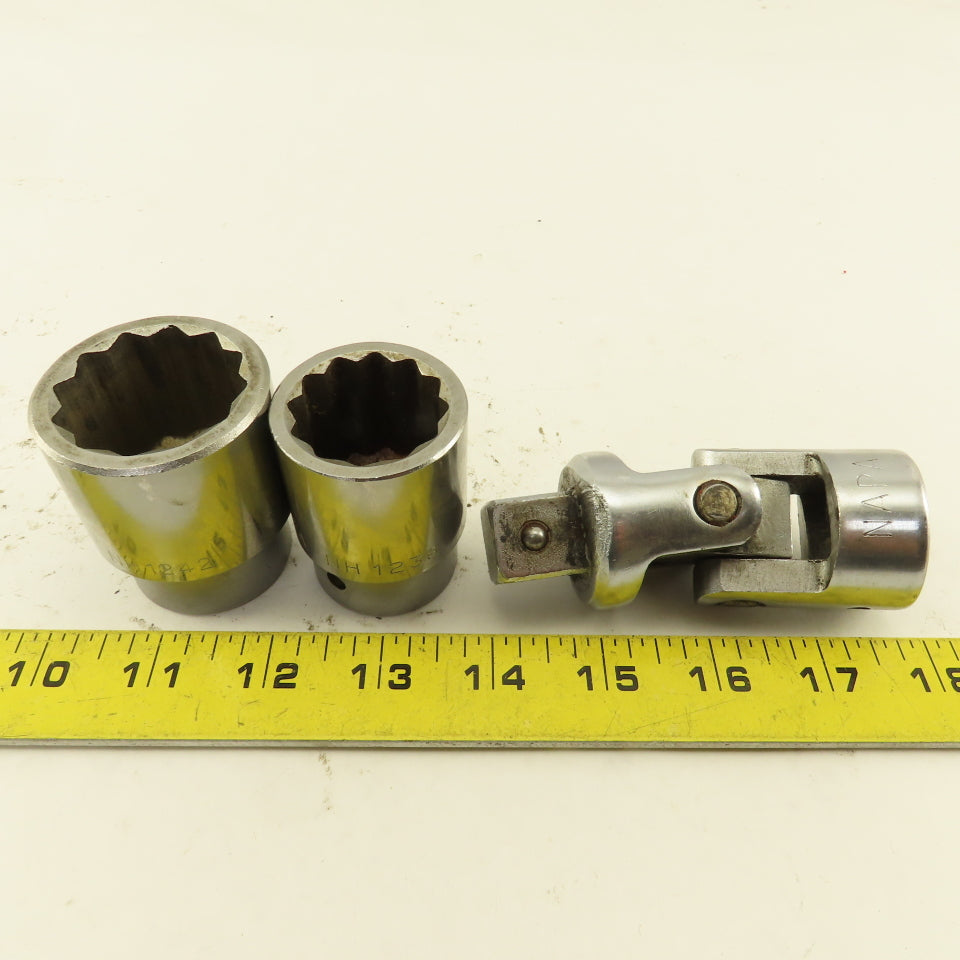 Napa NH1242 NH1236 1-5/16" & 1-1/8" Socket 3/4" Drive with W/ Swivel NH60 Lot/3