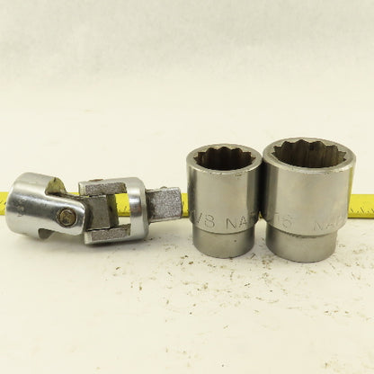 Napa NH1242 NH1236 1-5/16" & 1-1/8" Socket 3/4" Drive with W/ Swivel NH60 Lot/3