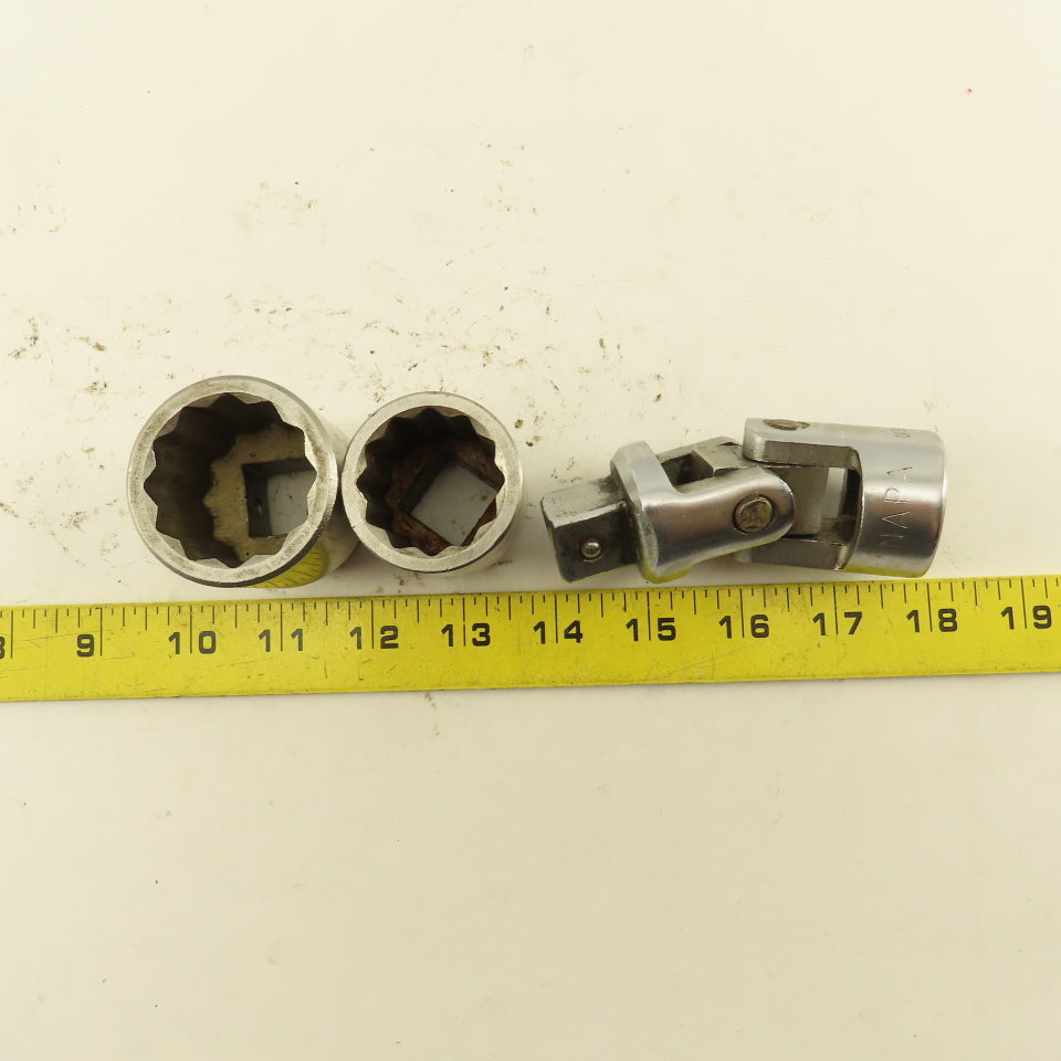 Napa NH1242 NH1236 1-5/16" & 1-1/8" Socket 3/4" Drive with W/ Swivel NH60 Lot/3
