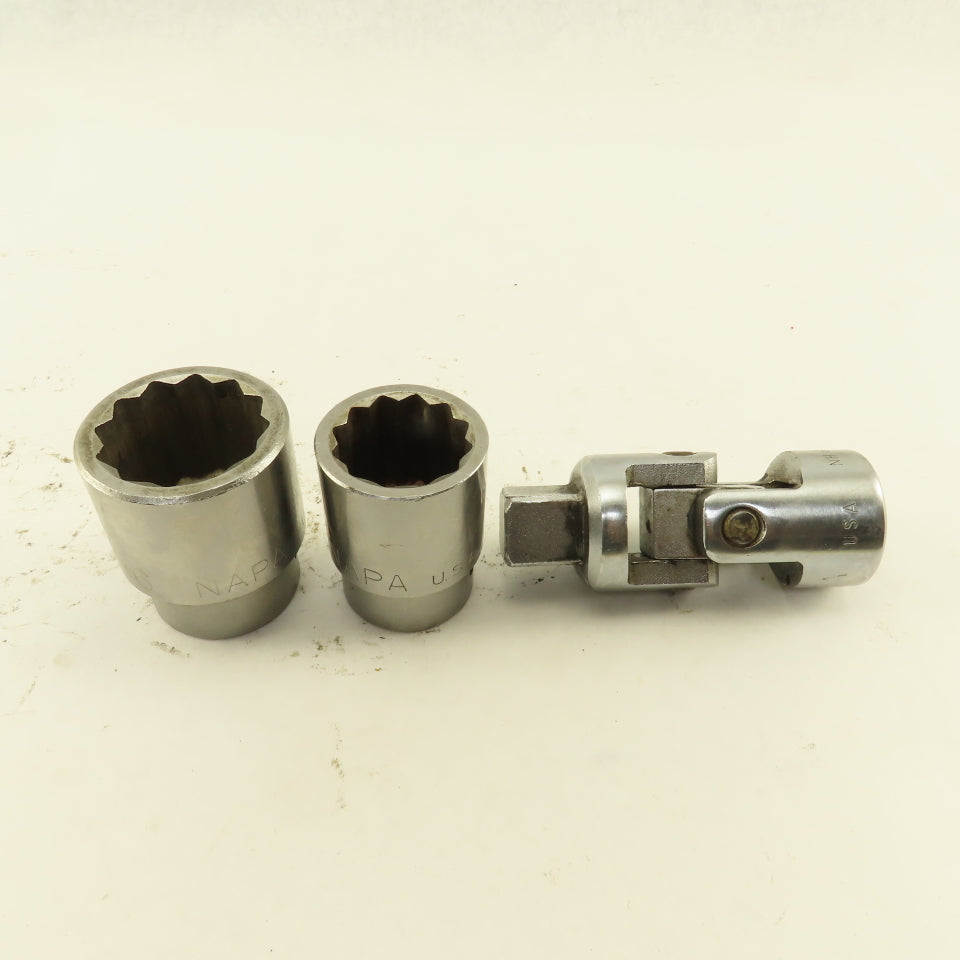 Napa NH1242 NH1236 1-5/16" & 1-1/8" Socket 3/4" Drive with W/ Swivel NH60 Lot/3