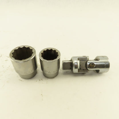 Napa NH1242 NH1236 1-5/16" & 1-1/8" Socket 3/4" Drive with W/ Swivel NH60 Lot/3