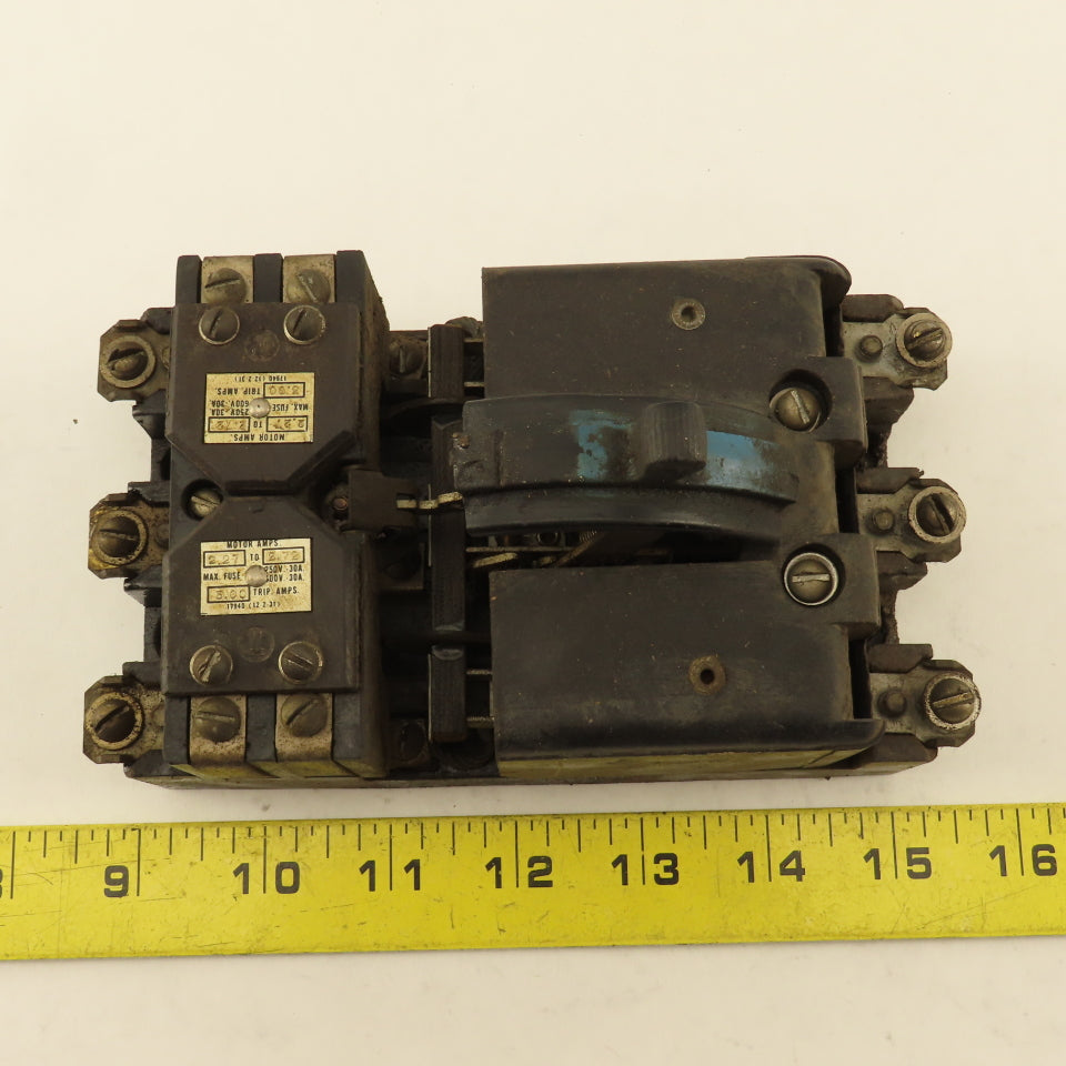 Westinghouse 600V 30A 3 Pole Vintage Manual Contactor Motor Starter