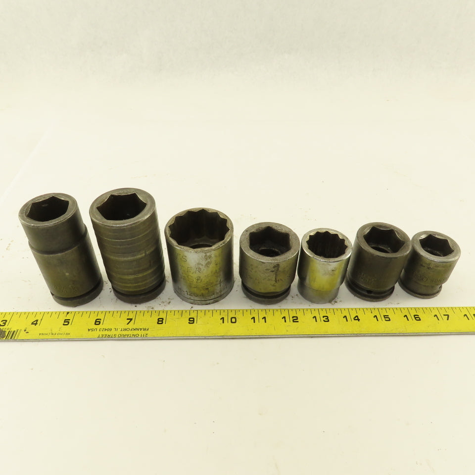 Armstrong Proto H-1254 07518 15/16"- 1-1/4" SAE Socket 3/4" Drive Misc. Lot/7