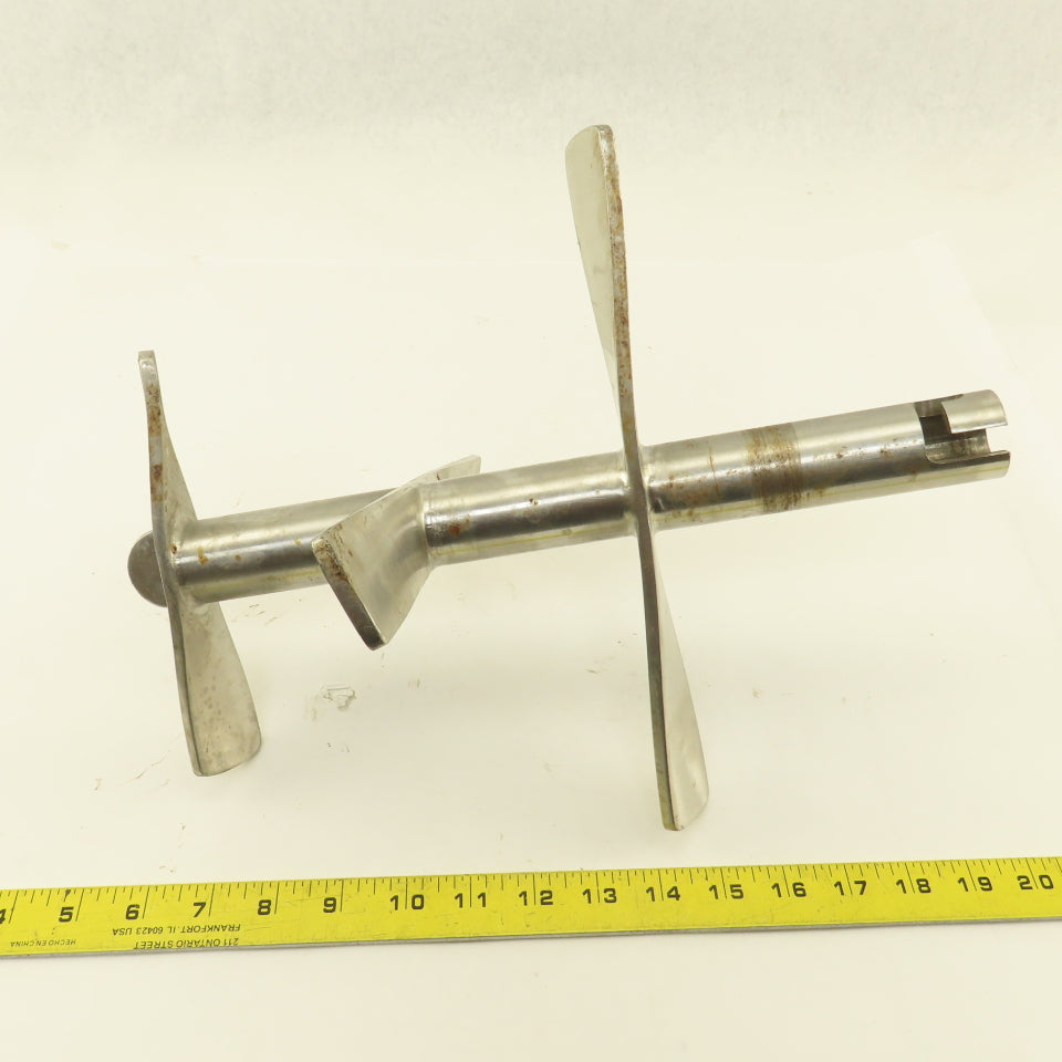 11" Diameter 3 Blade Stainless Steel Milk Tank Mixer 7/8" ID Shaft 14" OAL