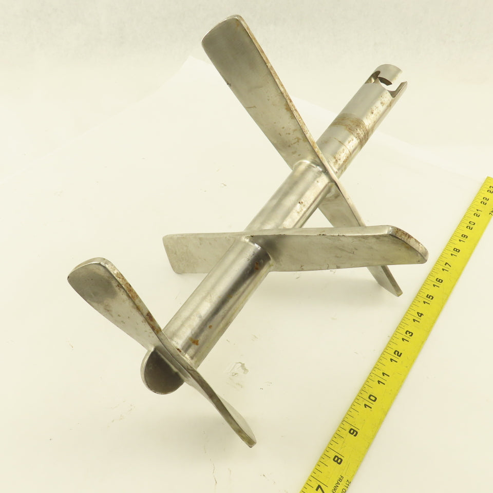 11" Diameter 3 Blade Stainless Steel Milk Tank Mixer 7/8" ID Shaft 14" OAL