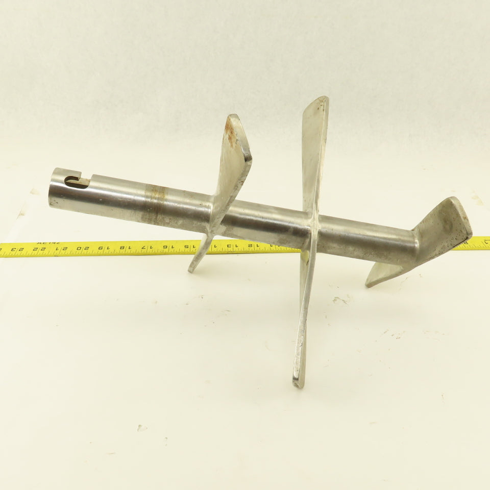 11" Diameter 3 Blade Stainless Steel Milk Tank Mixer 7/8" ID Shaft 14" OAL