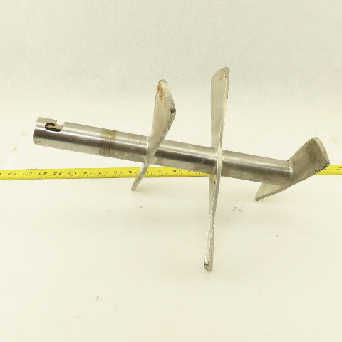 11" Diameter 3 Blade Stainless Steel Milk Tank Mixer 7/8" ID Shaft 14" OAL