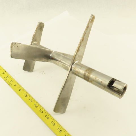 11" Diameter 3 Blade Stainless Steel Milk Tank Mixer 7/8" ID Shaft 14" OAL