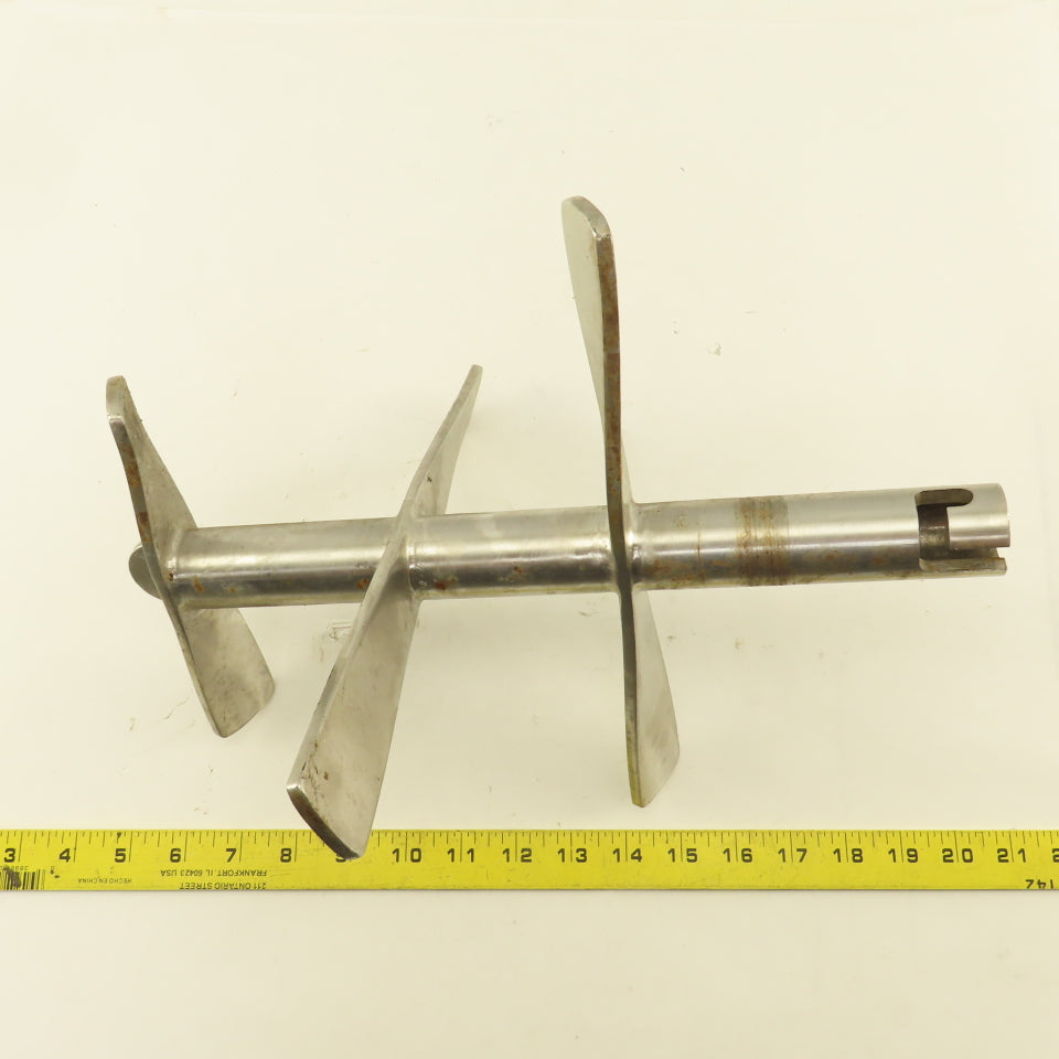 11" Diameter 3 Blade Stainless Steel Milk Tank Mixer 7/8" ID Shaft 14" OAL