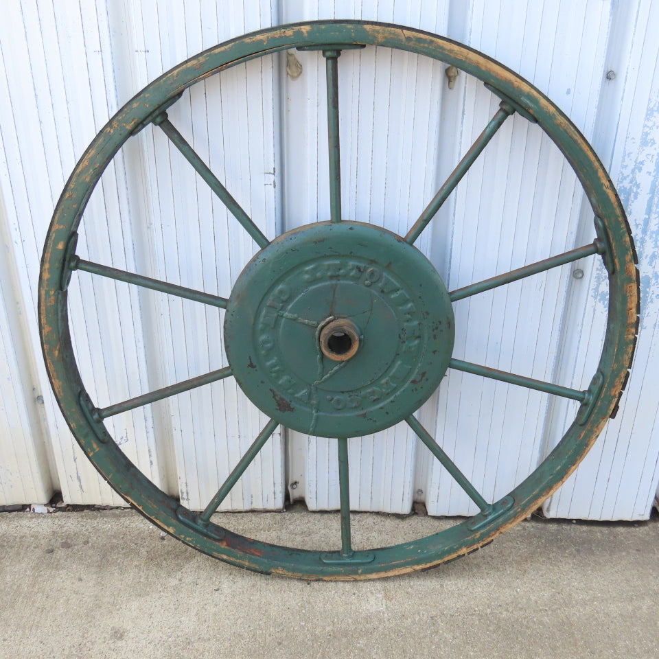 J.T Towsley 36" Antique Wood And Steel Spoked Band Saw Tires Lot Of 2