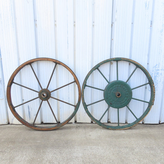 J.T Towsley 36" Antique Wood And Steel Spoked Band Saw Tires Lot Of 2